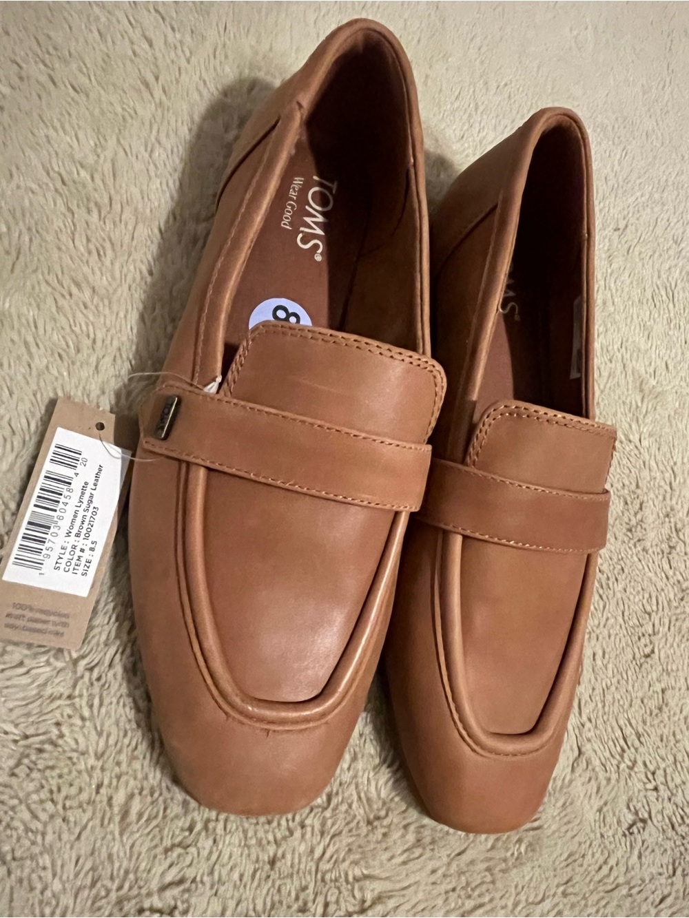 Toms Women Tan Leather Loafers